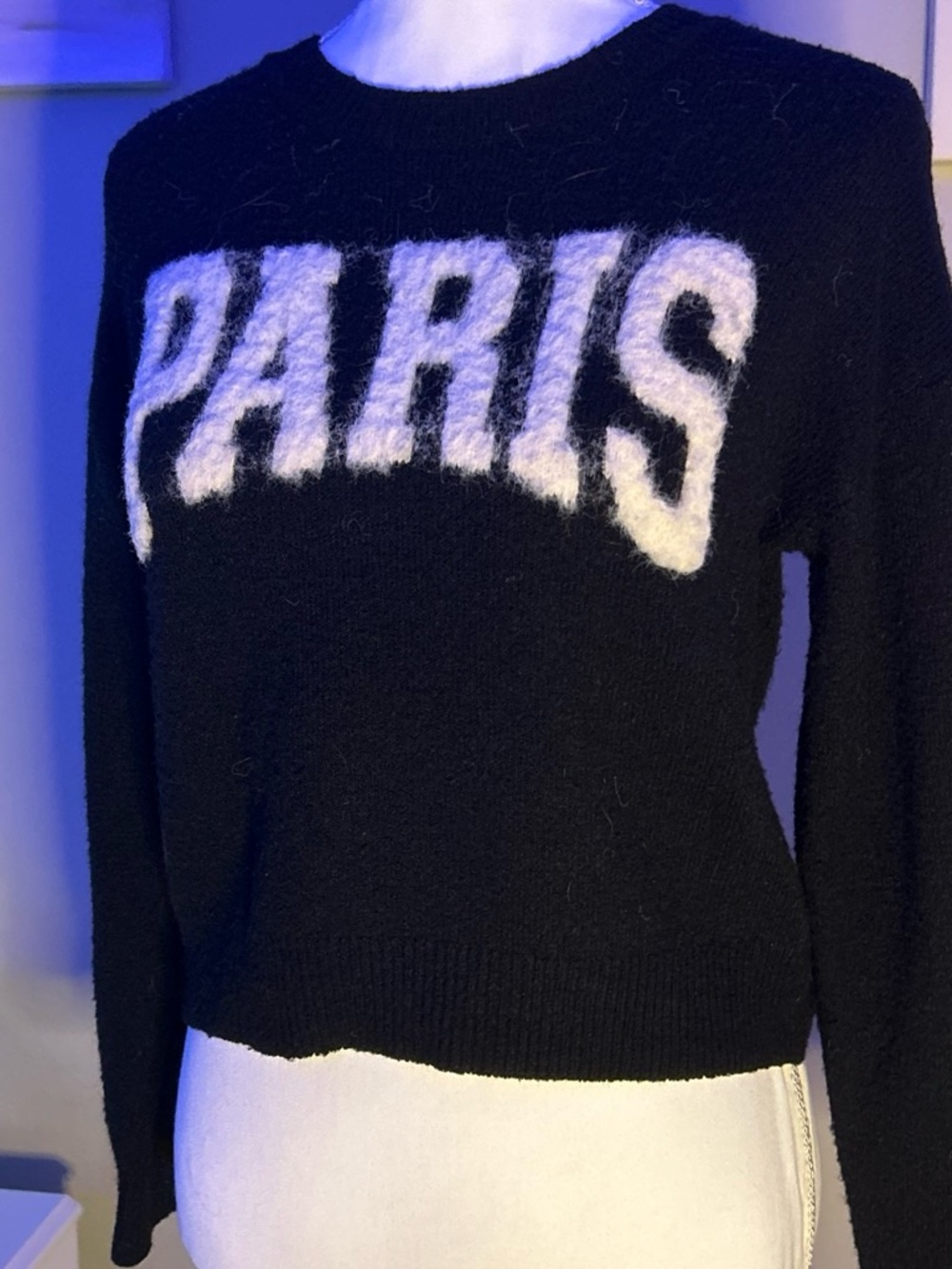 art class Black Fuzzy 'PARIS' Crewneck Sweater